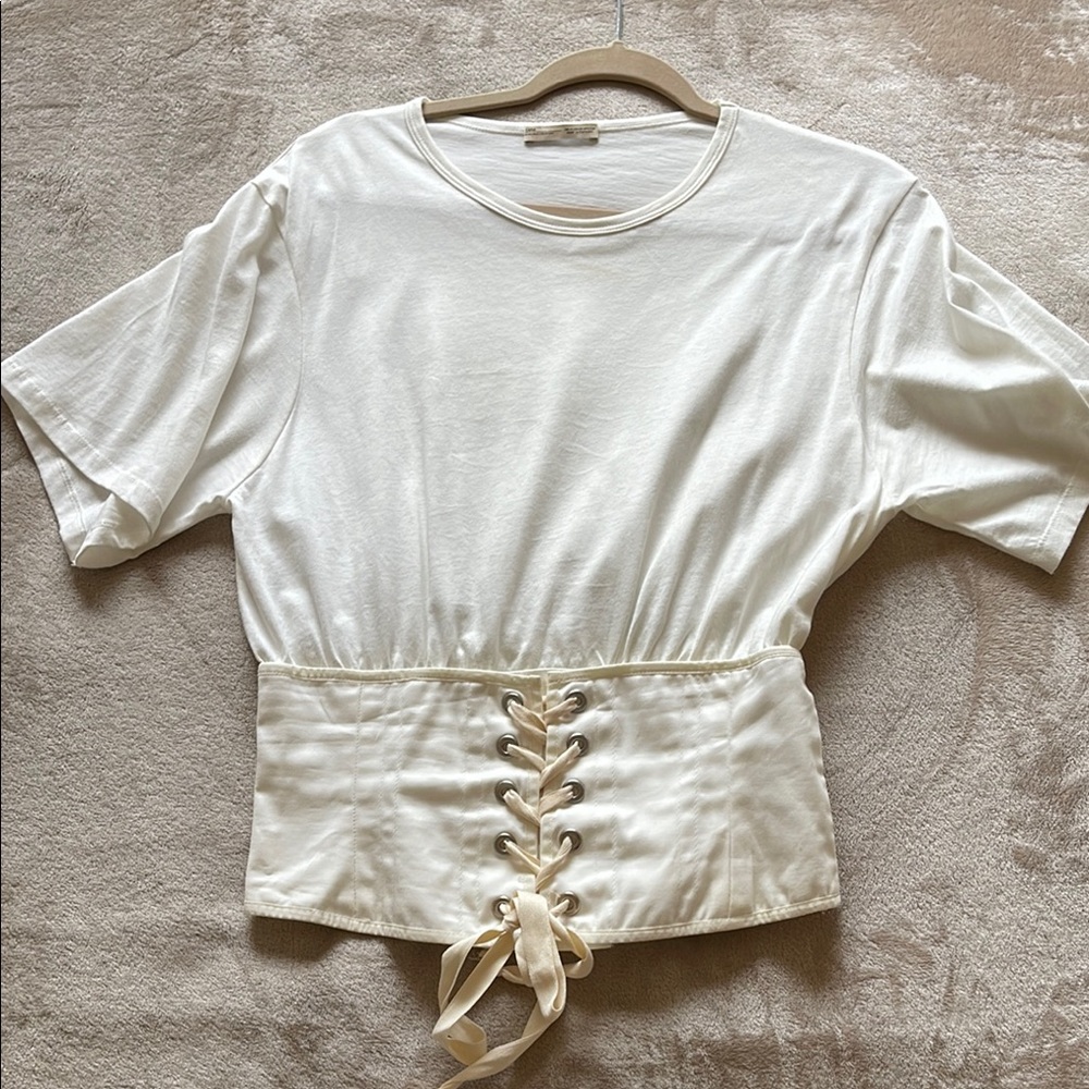 Elegant White Lace-Up Corset Top